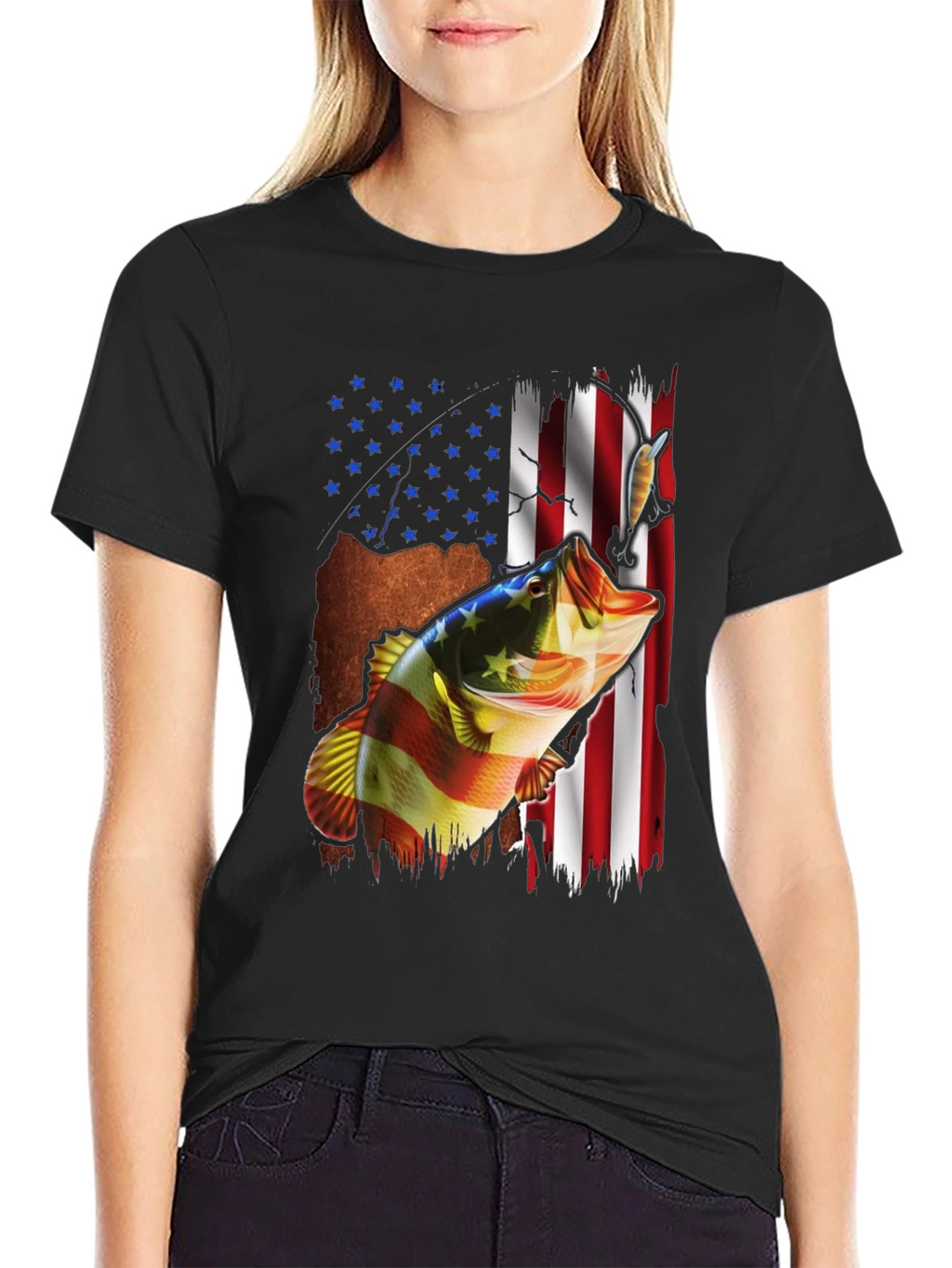 American Flag Fish Graphic Tee