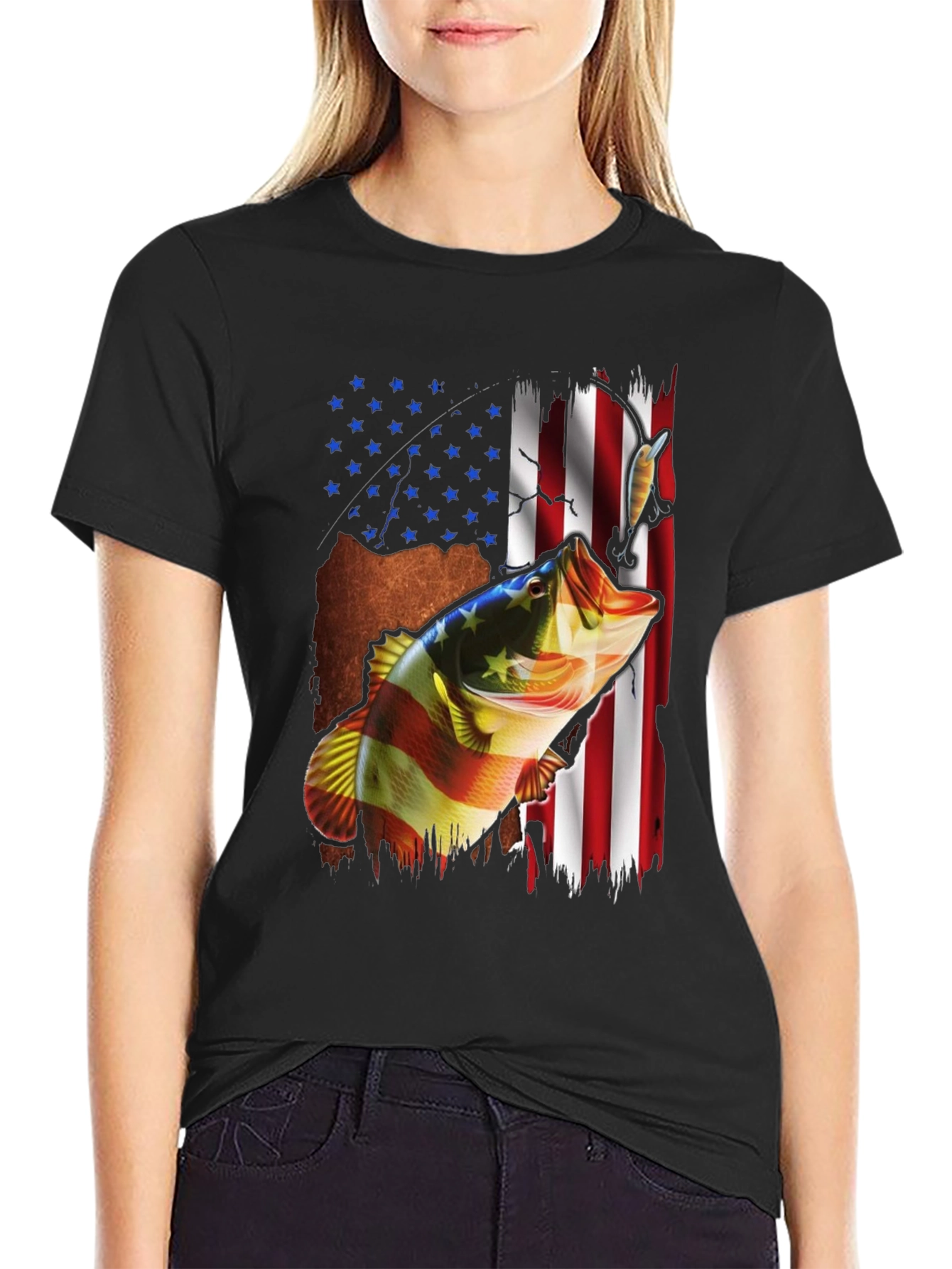 American Flag Fish Graphic Tee