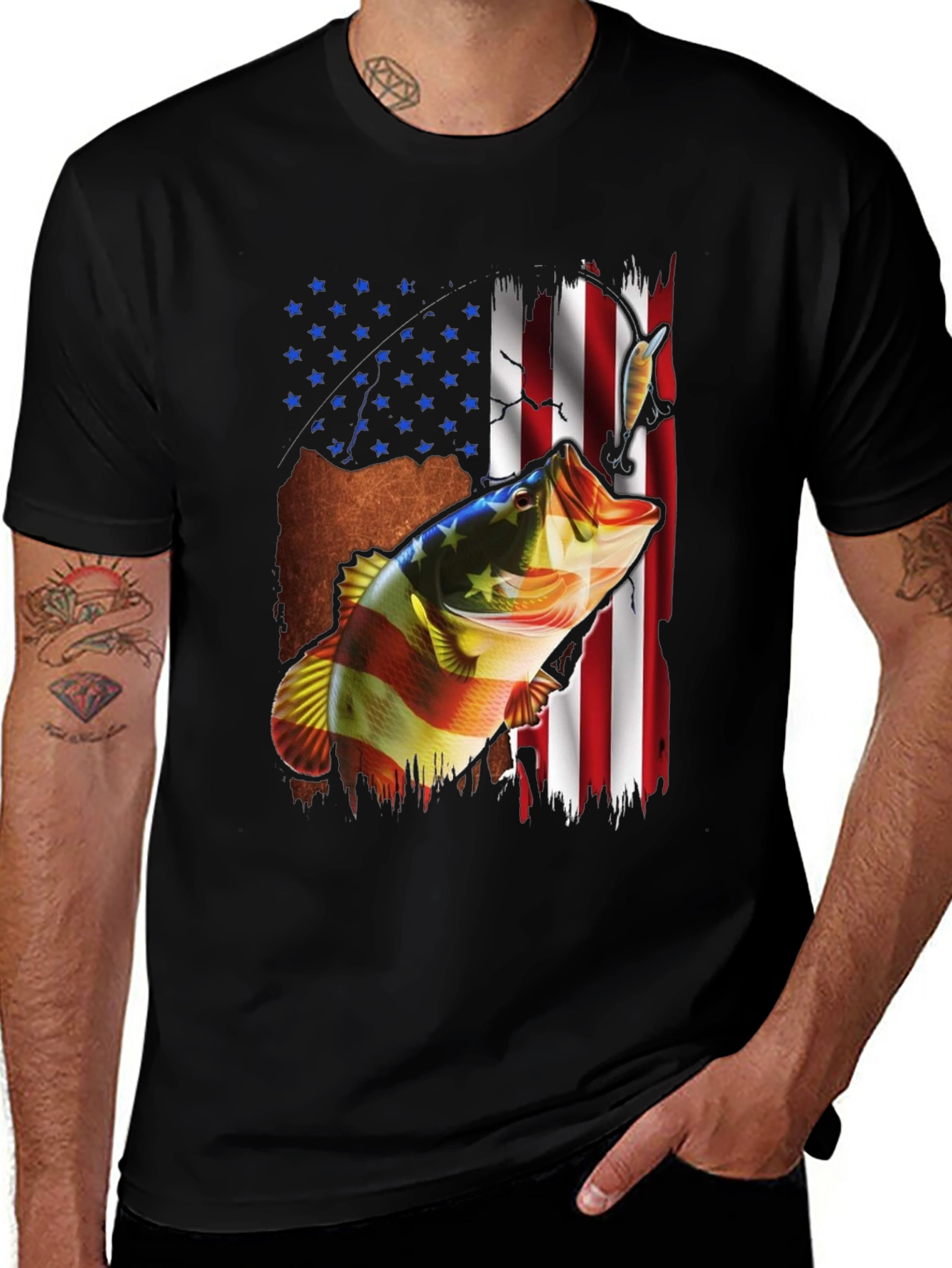 American Flag Fish Graphic Tee
