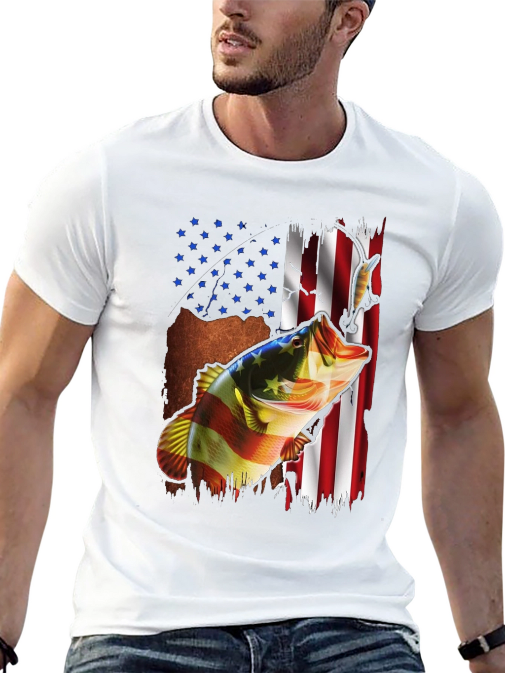 American Flag Fish Graphic Tee
