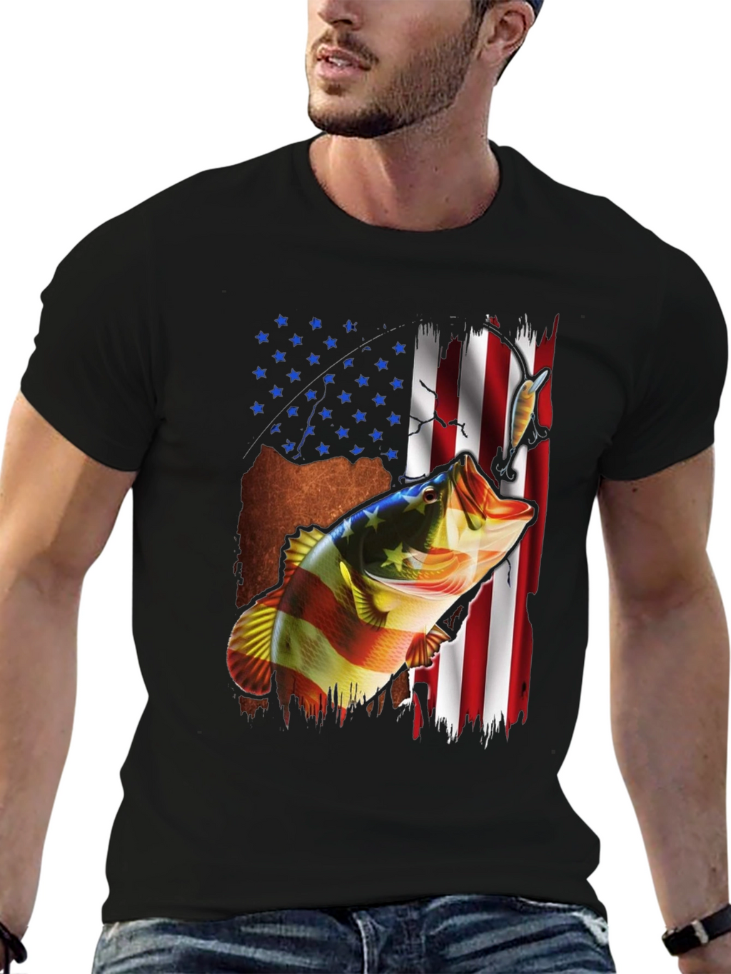 American Flag Fish Graphic Tee