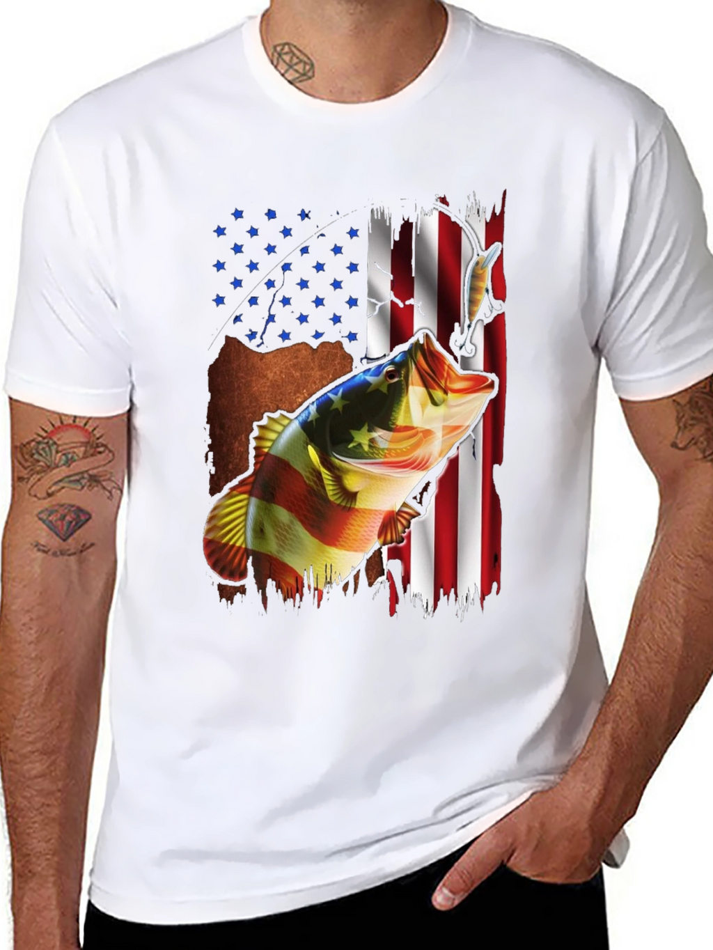 American Flag Fish Graphic Tee