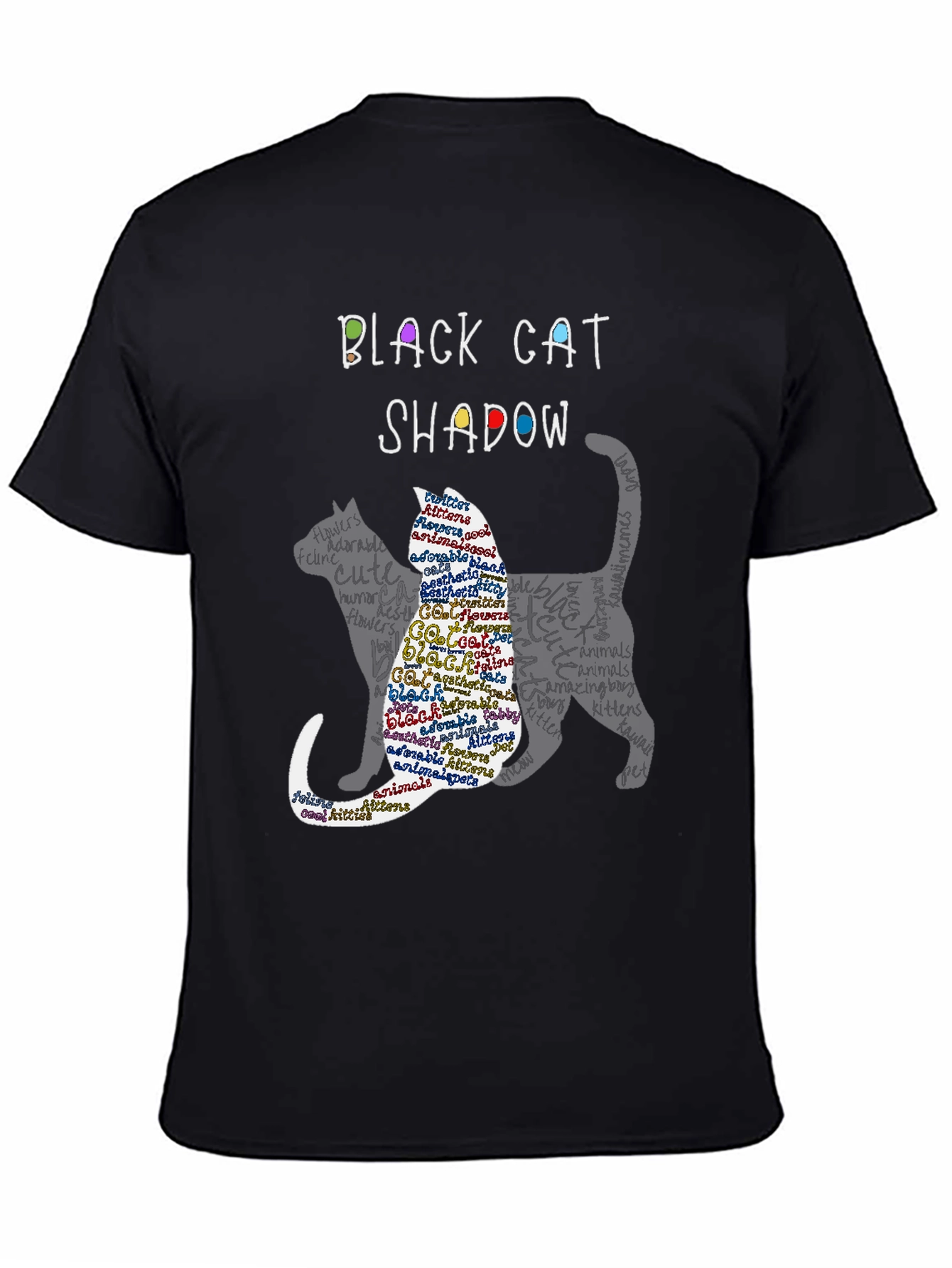 Black Cat Shadow Graphic T-Shirt