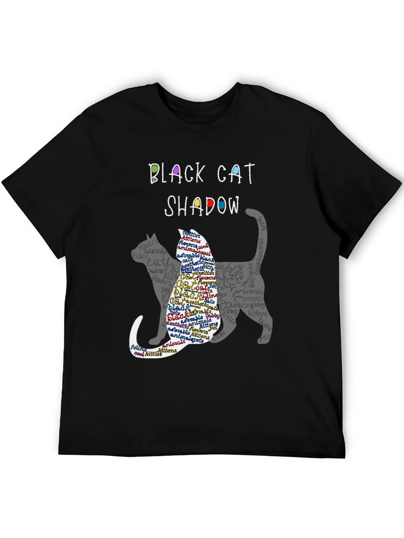 Black Cat Shadow Graphic T-Shirt