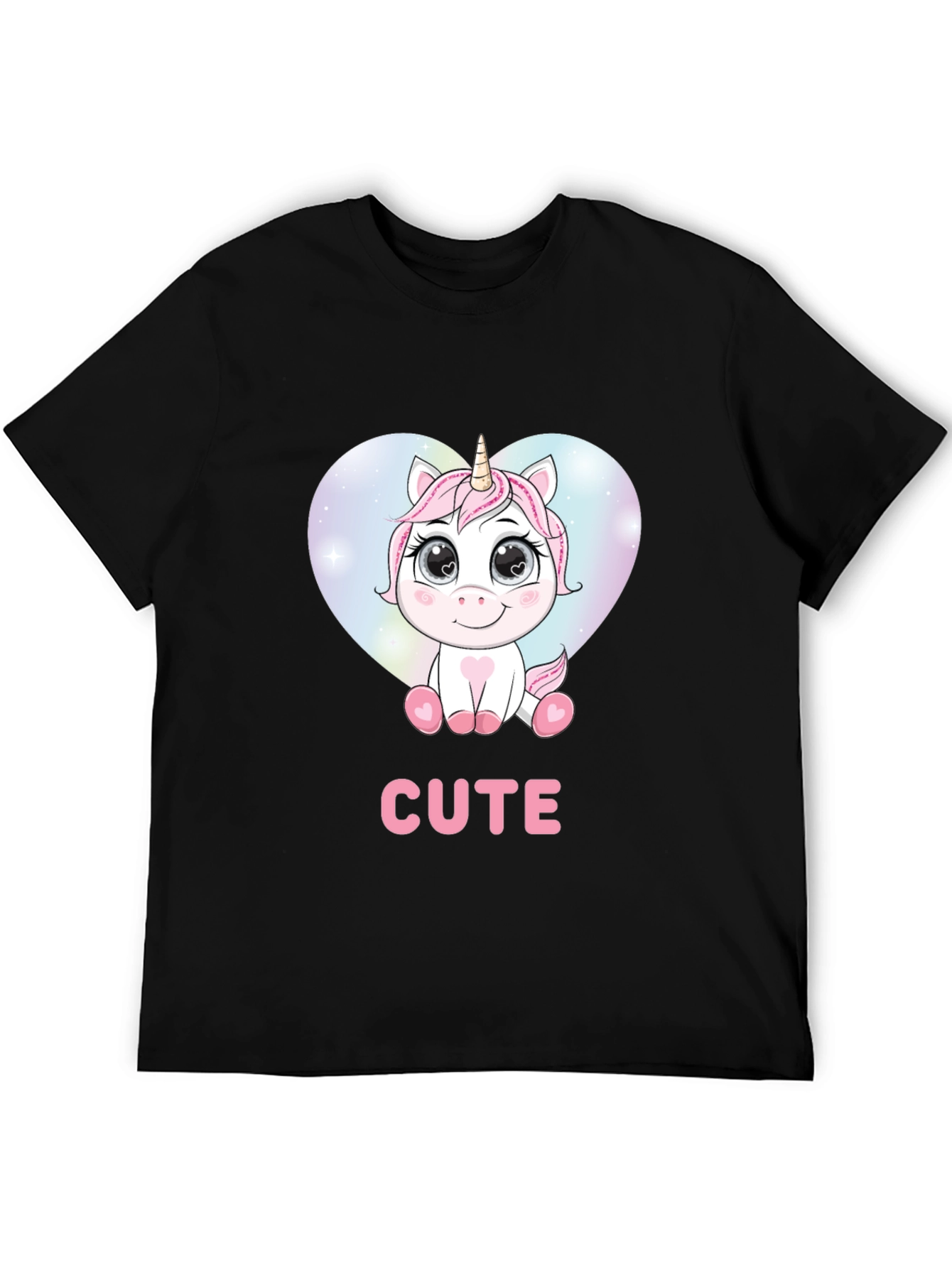 Cute Unicorn Graphic T-Shirt - Black