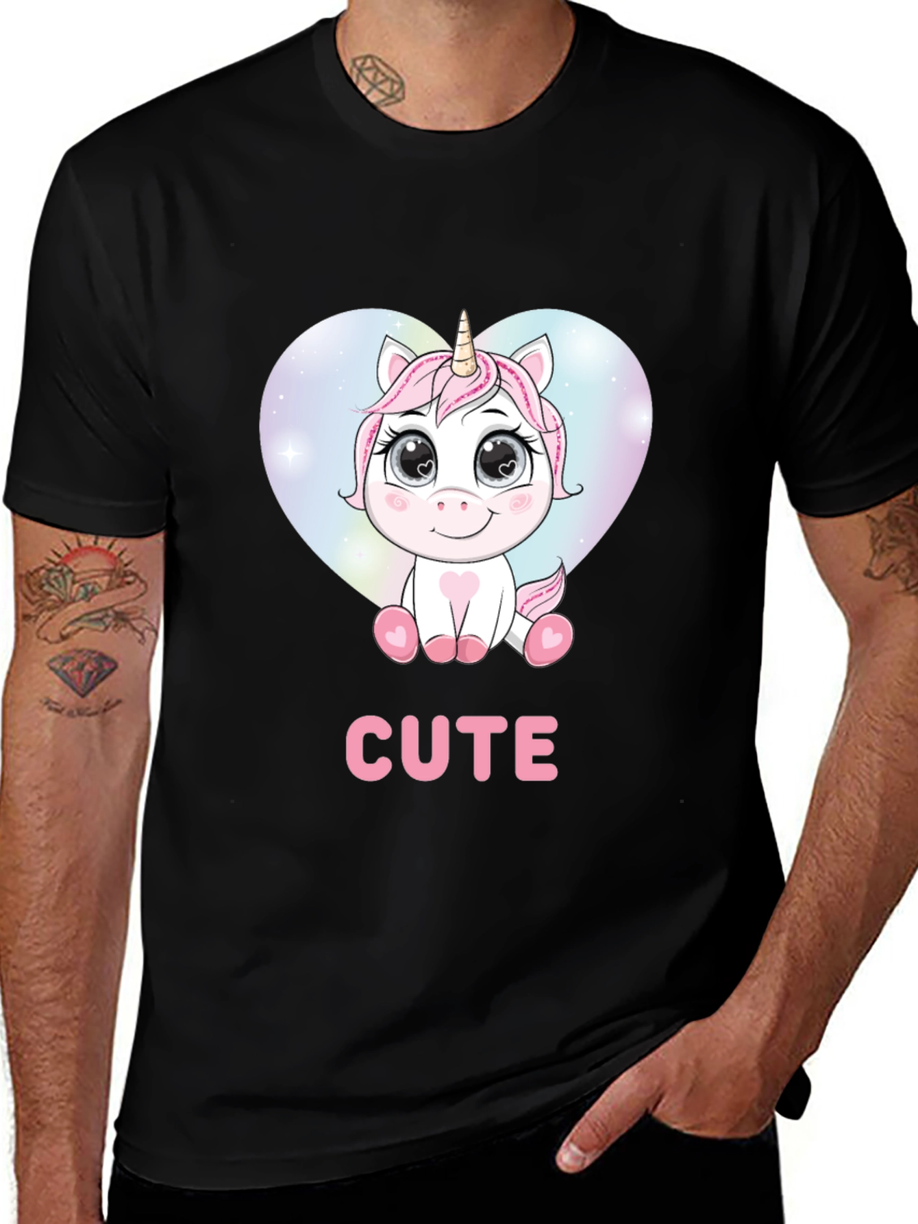 Cute Unicorn Graphic T-Shirt - Black