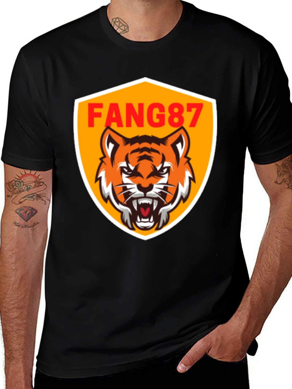 FANG87 Tiger Graphic Black T-Shirt