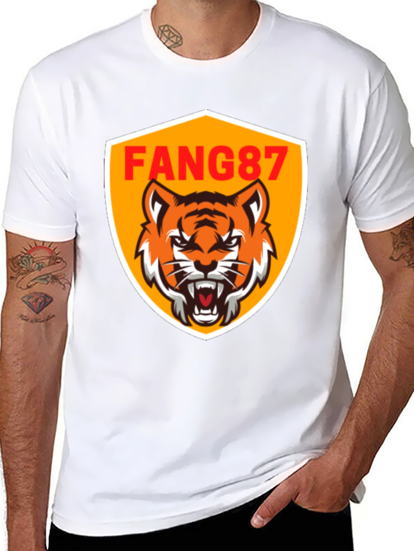 FANG87 Tiger Graphic Black T-Shirt