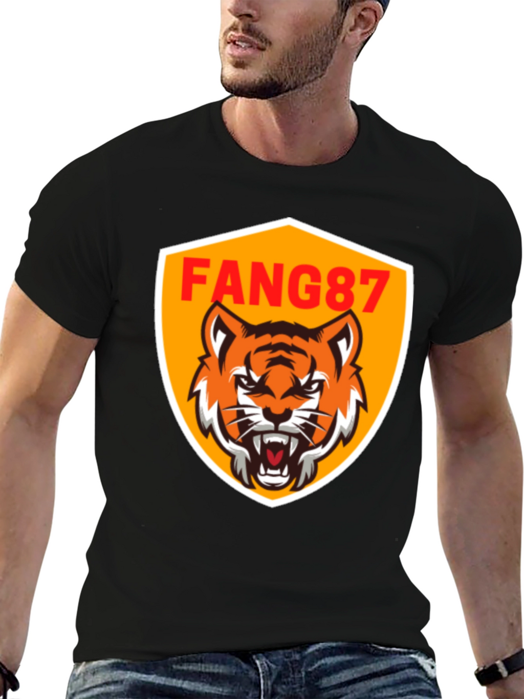FANG87 Tiger Graphic Black T-Shirt