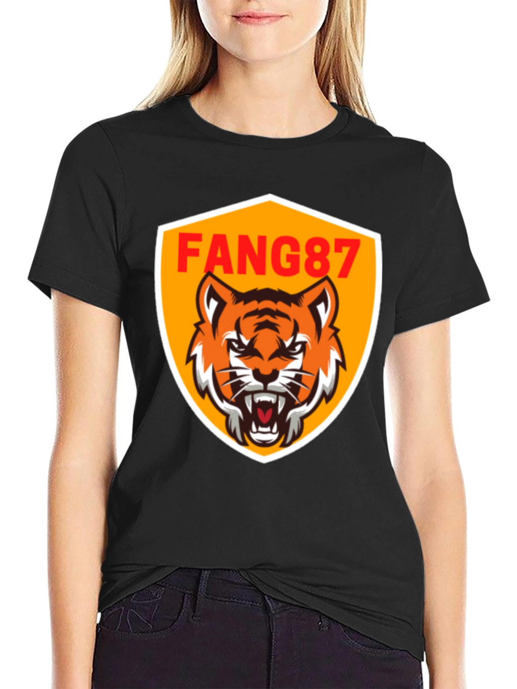 FANG87 Tiger Graphic Black T-Shirt