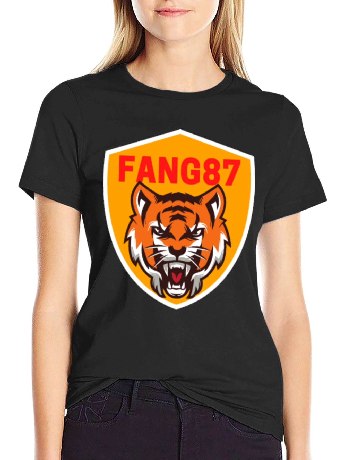 FANG87 Tiger Graphic Black T-Shirt