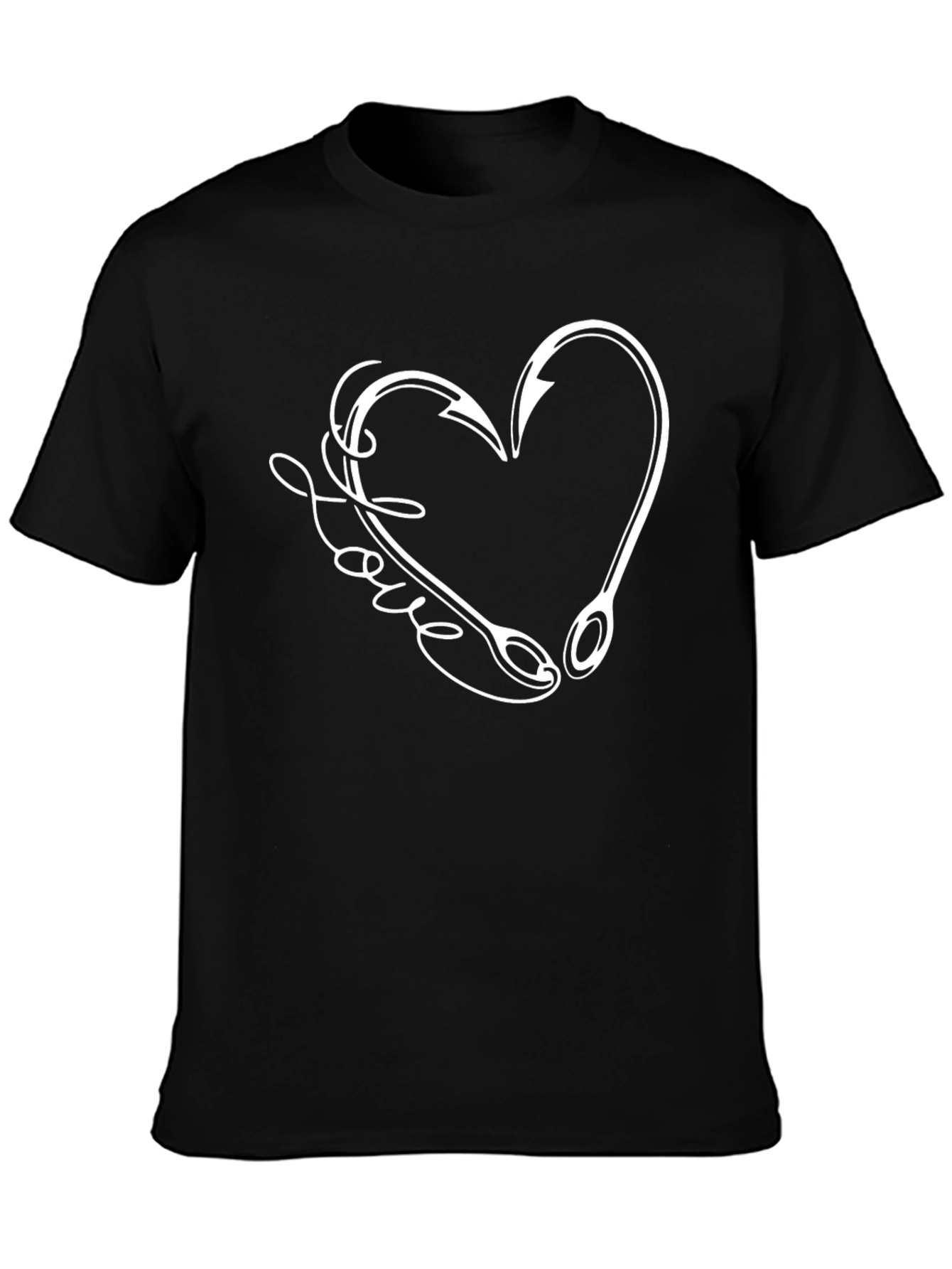 Fishing Love Hook Heart Design Graphic Tee