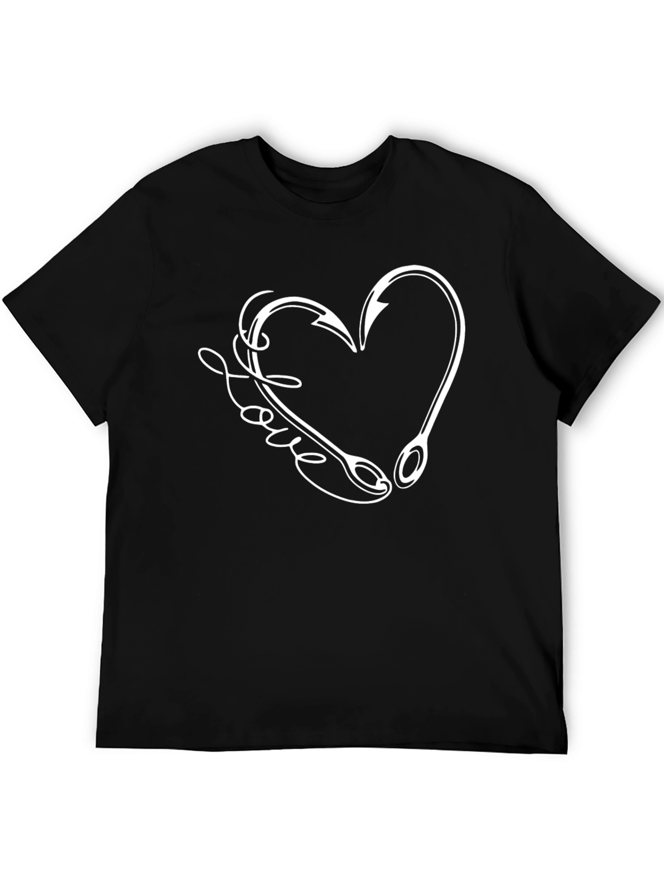 Fishing Love Hook Heart Design Graphic Tee