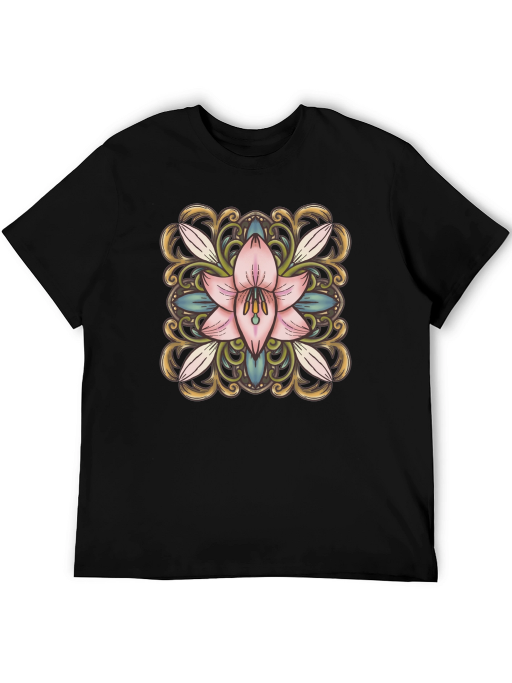 Floral Blossom Graphic Tee - Black