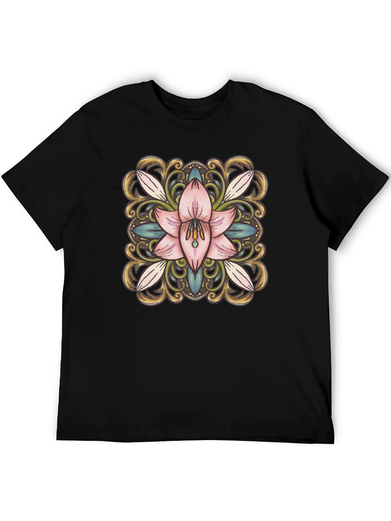 Floral Blossom Graphic Tee - Black