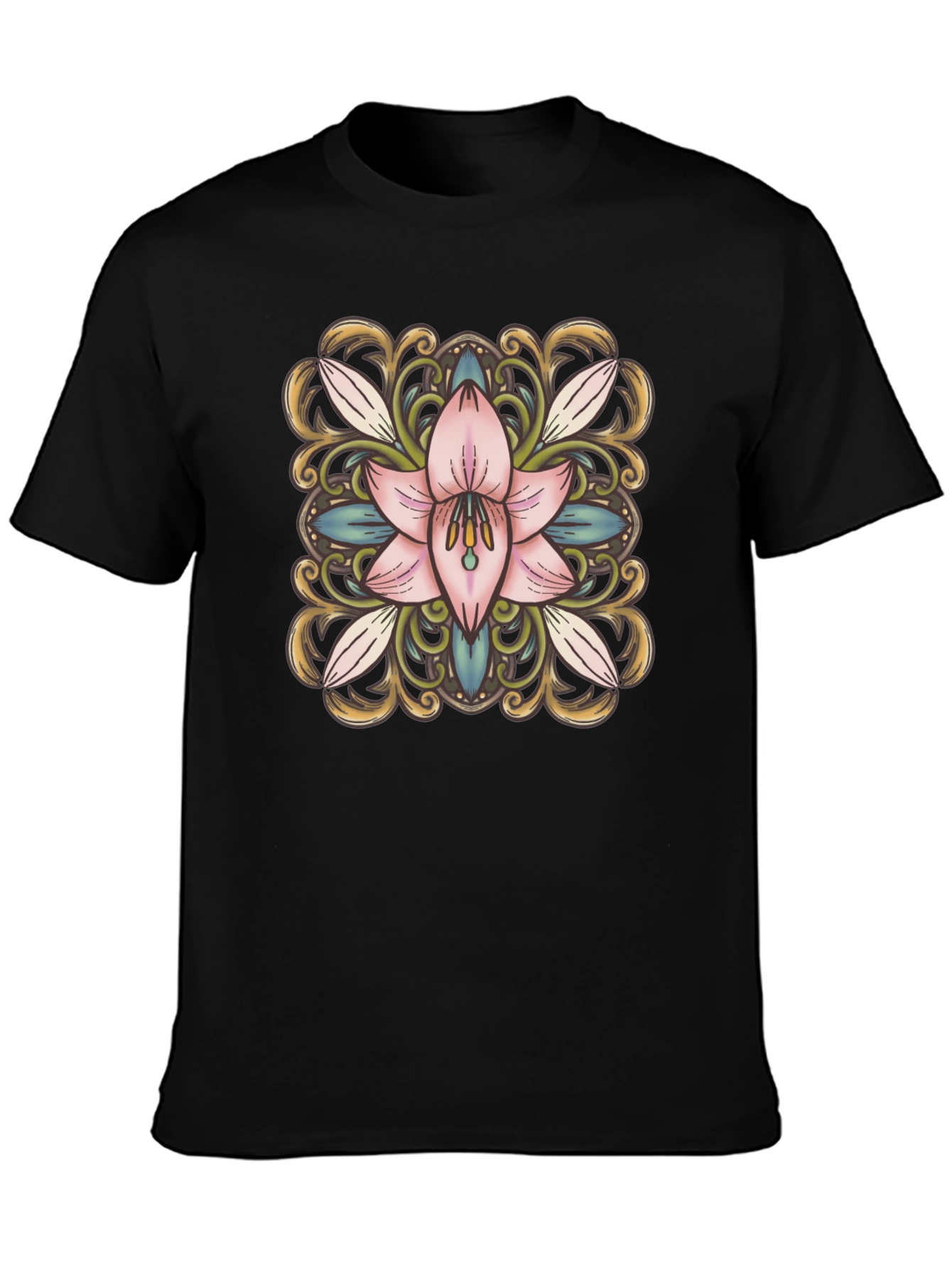 Floral Blossom Graphic Tee - Black