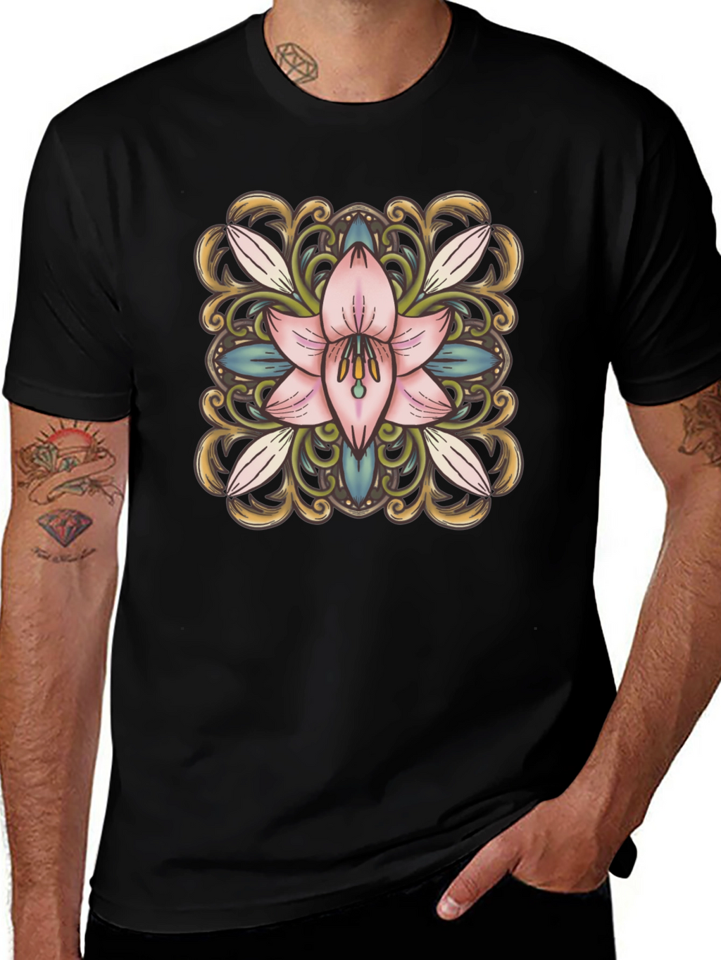Floral Blossom Graphic Tee - Black