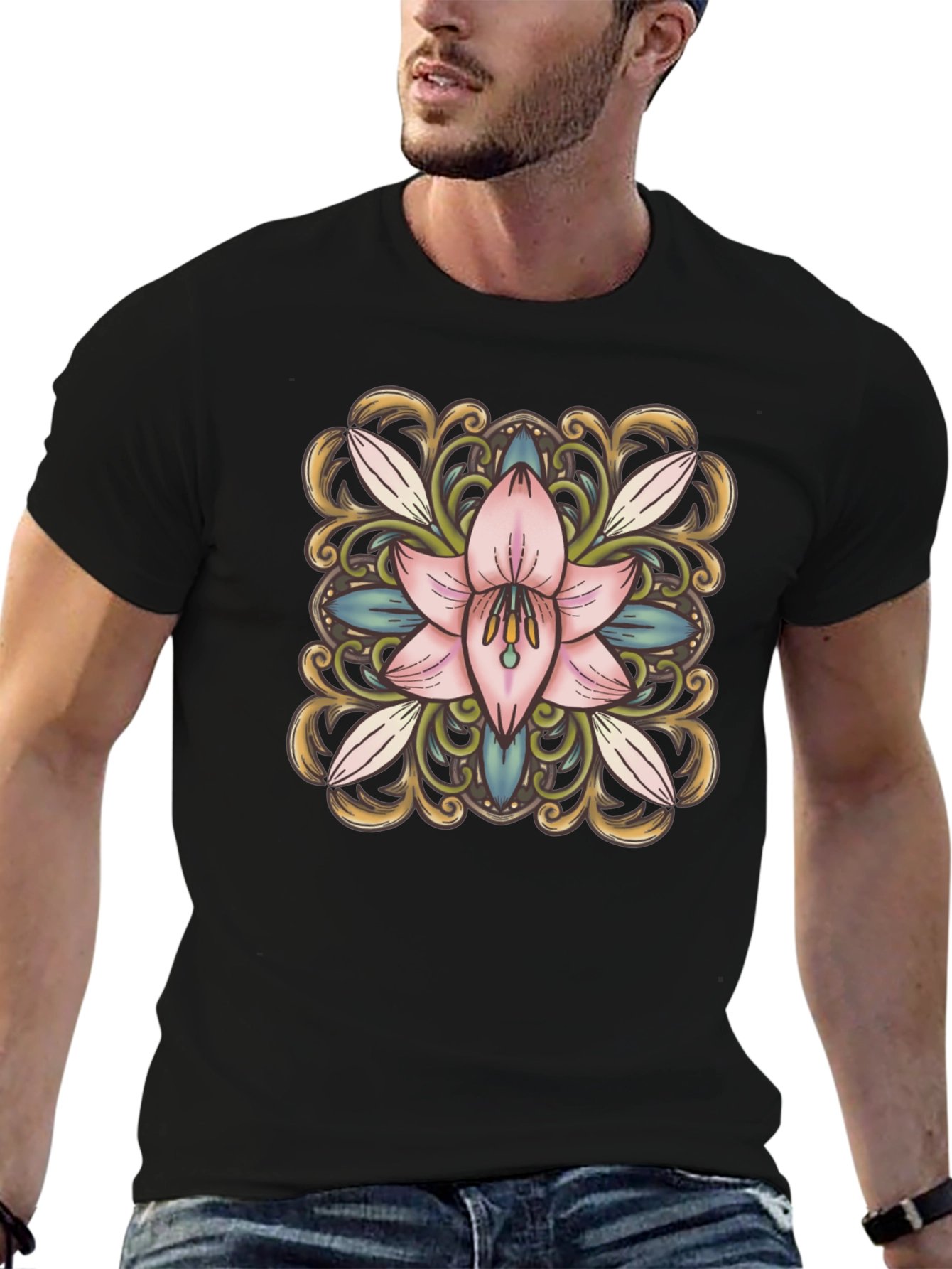 Floral Blossom Graphic Tee - Black