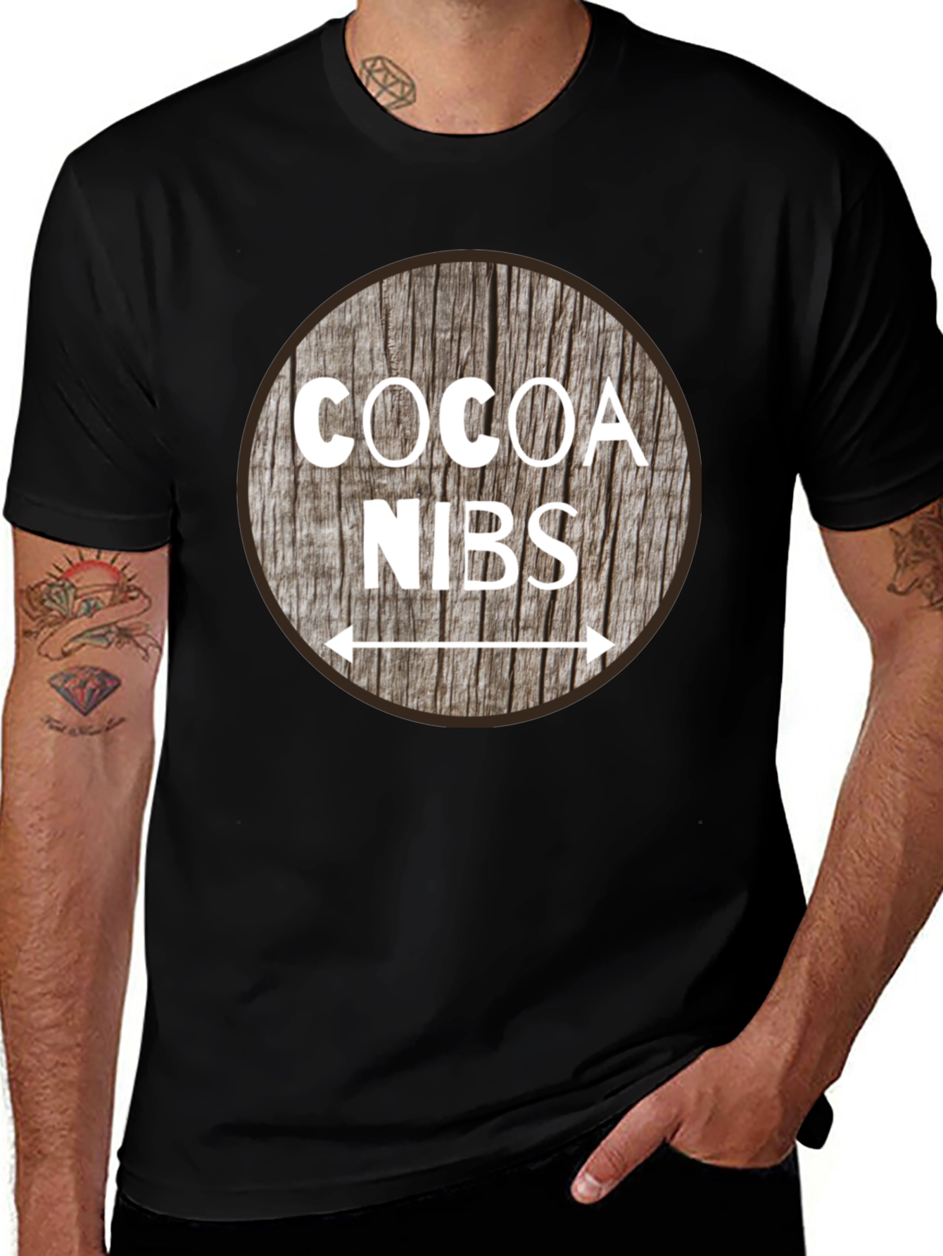 Cocoa Nibs Graphic T-Shirt - Wooden Style Print