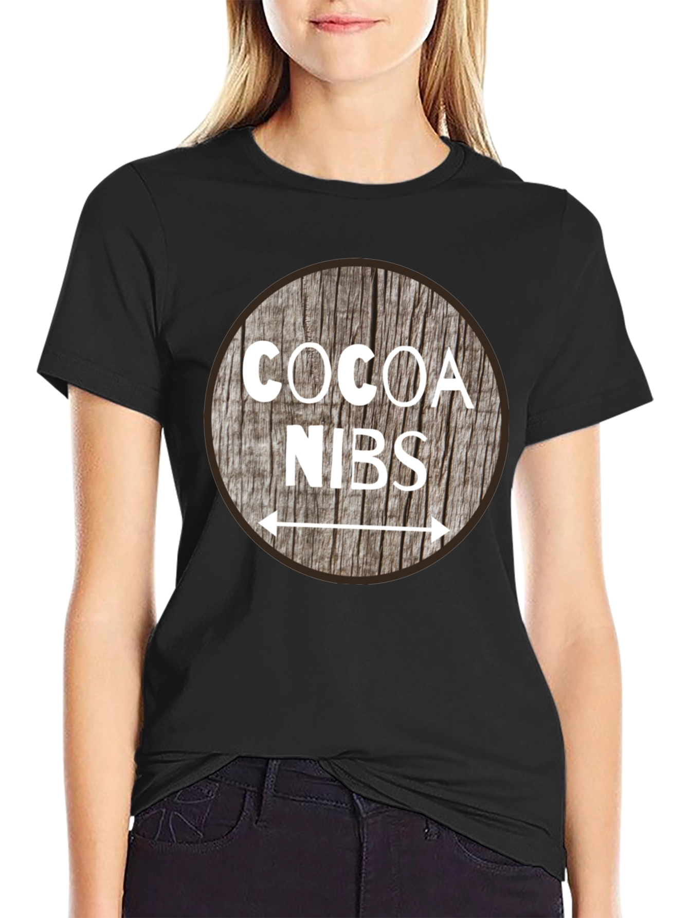 Cocoa Nibs Graphic T-Shirt - Wooden Style Print