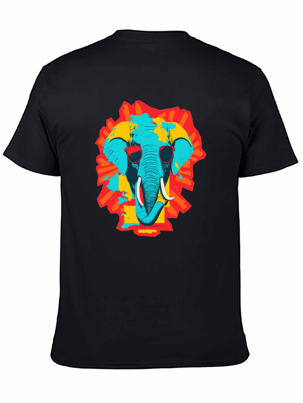 Cool Elephant Graphic Print Black T-Shirt