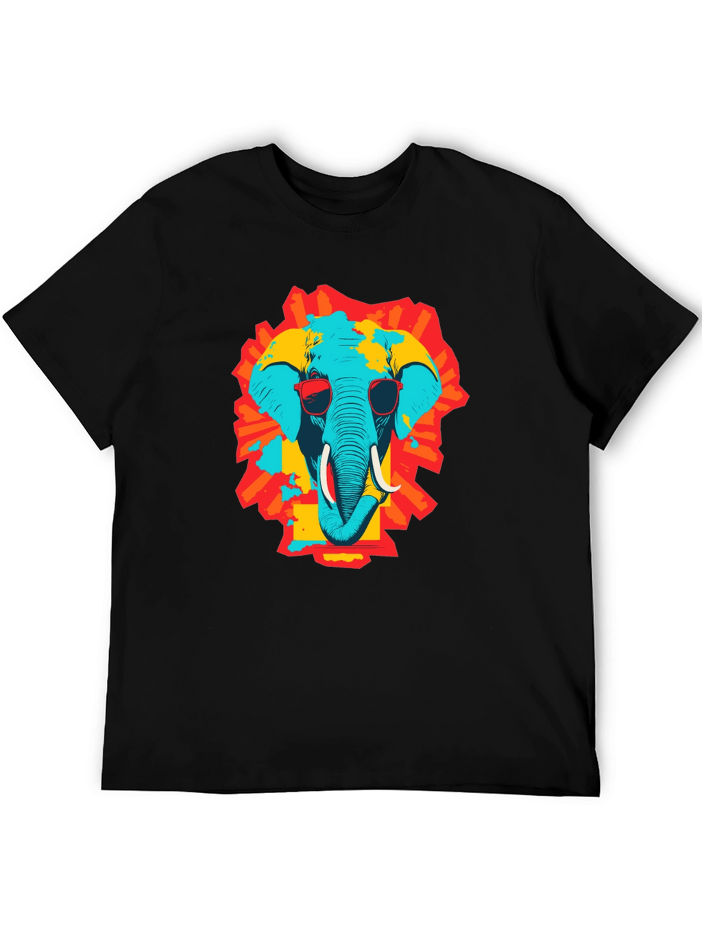 Cool Elephant Graphic Print Black T-Shirt