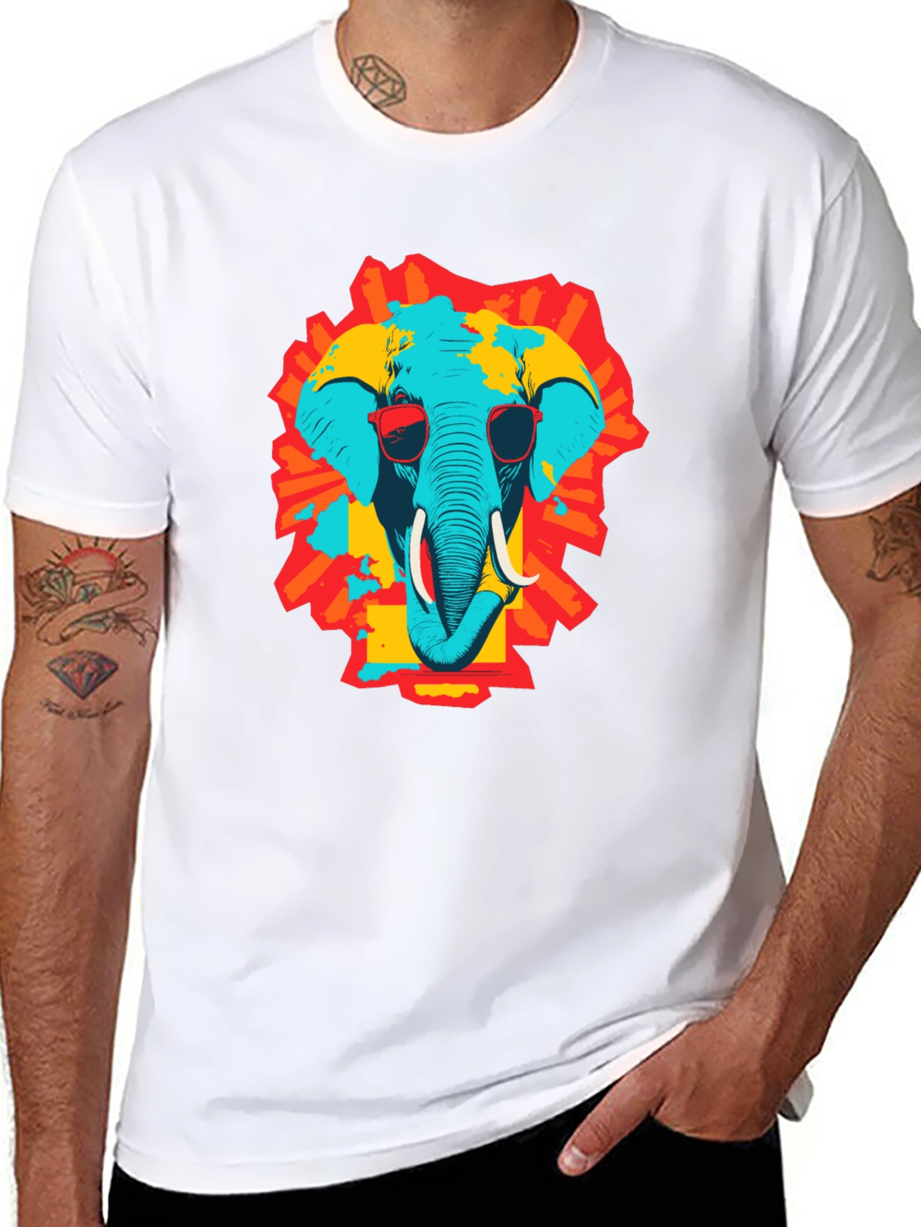 Cool Elephant Graphic Print Black T-Shirt