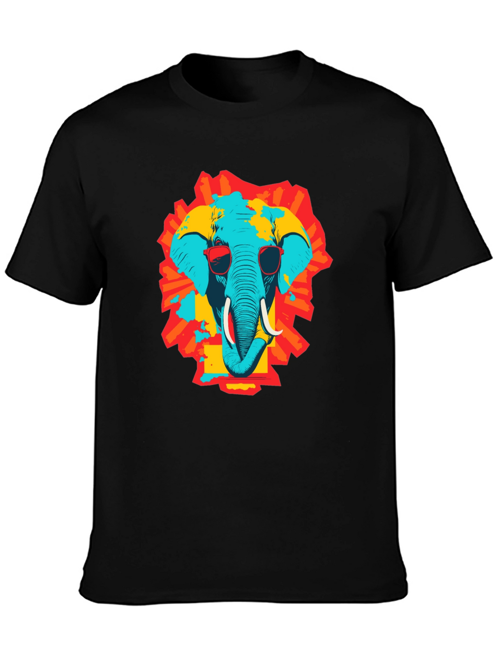 Cool Elephant Graphic Print Black T-Shirt
