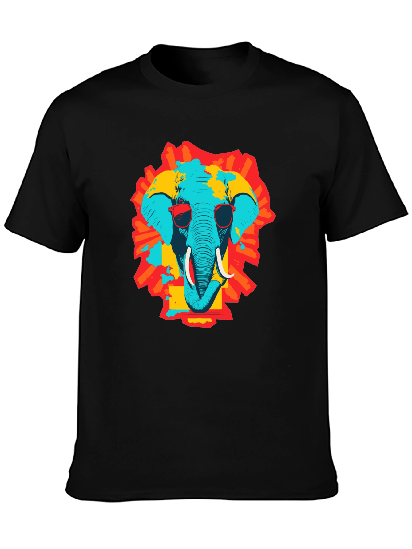 Cool Elephant Graphic Print Black T-Shirt