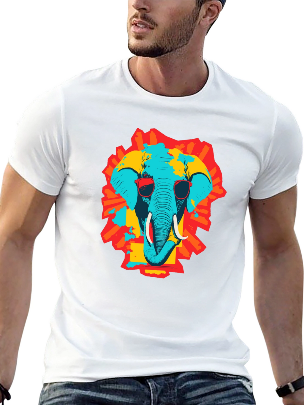 Cool Elephant Graphic Print Black T-Shirt
