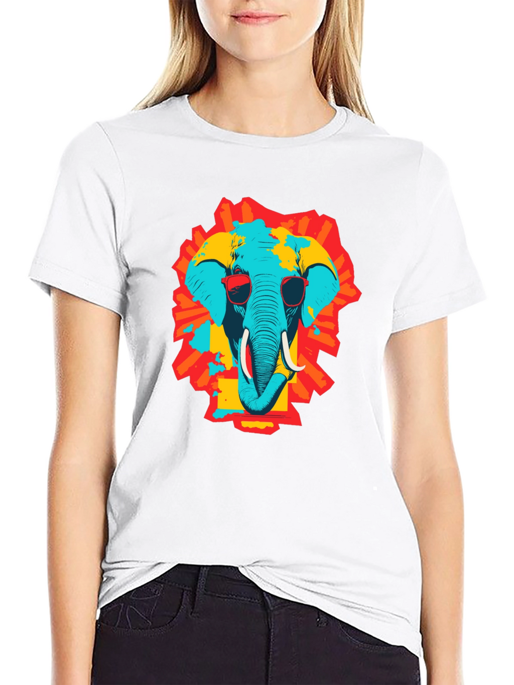 Cool Elephant Graphic Print Black T-Shirt