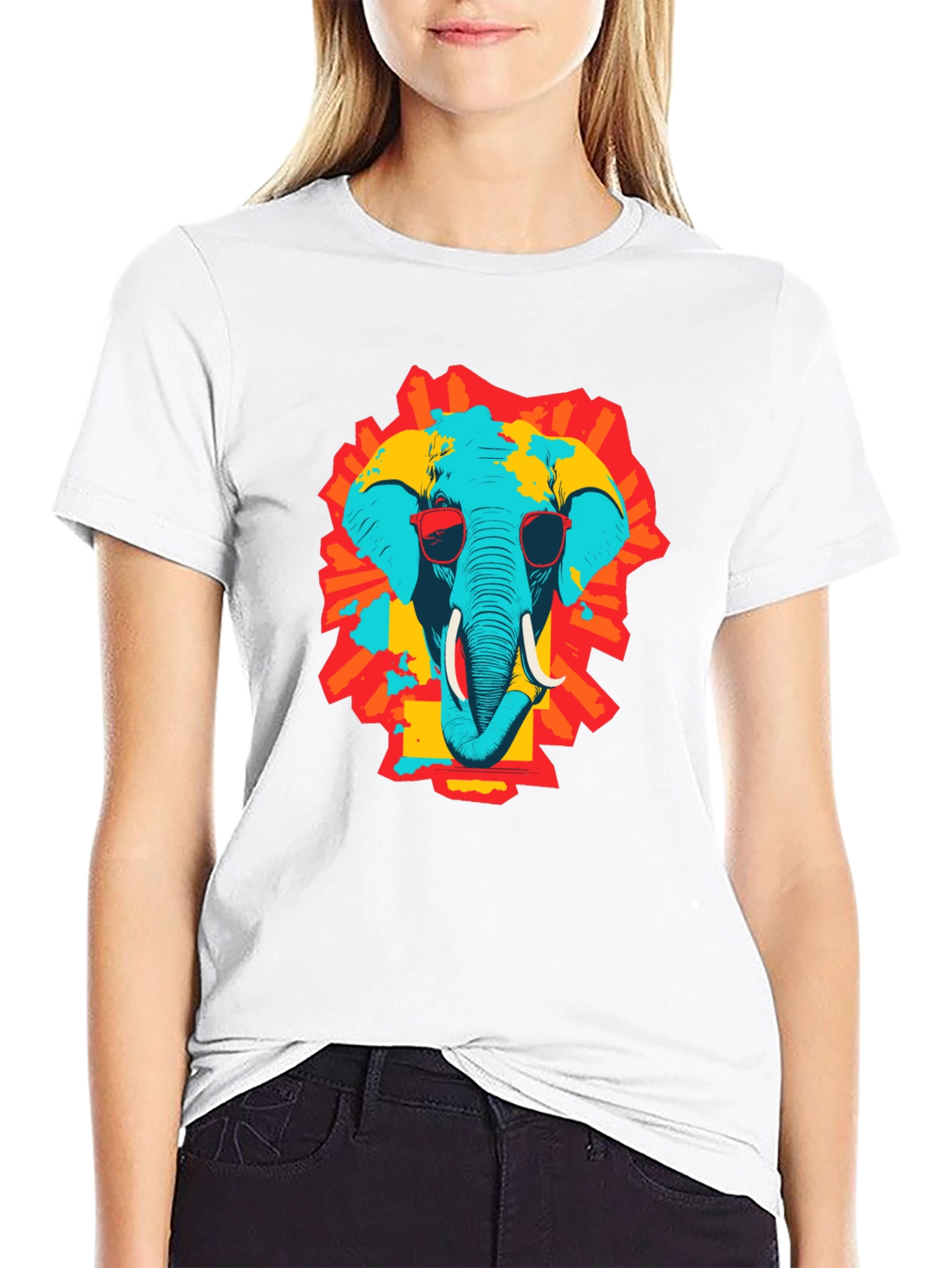 Cool Elephant Graphic Print Black T-Shirt