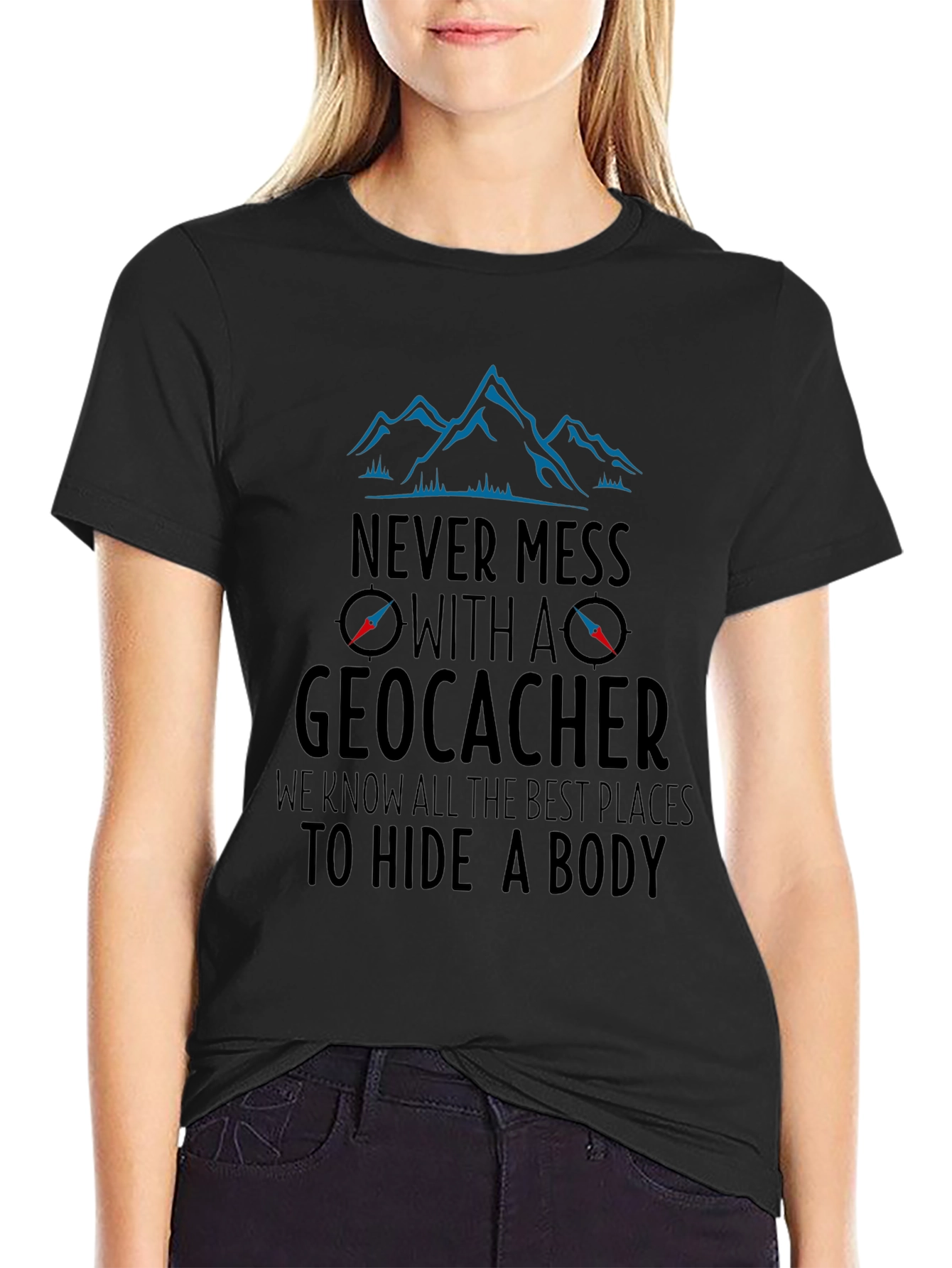 Geocacher Humor Graphic Tee - To Hide a Body Black T-Shirt