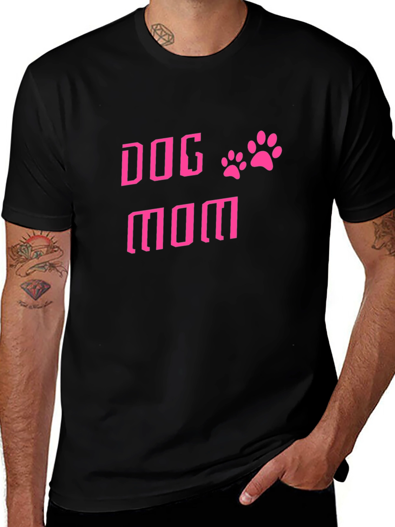 Dog Mom T-Shirt - Pink Paw Print Design