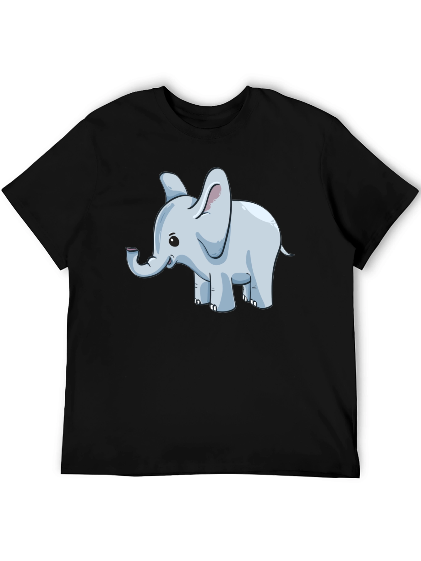 Cute Elephant Graphic Tee - Black Cotton Blend