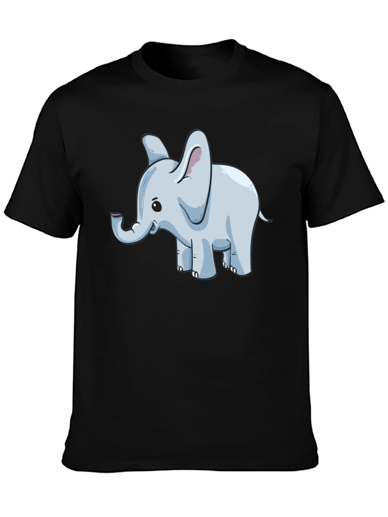 Cute Elephant Graphic Tee - Black Cotton Blend