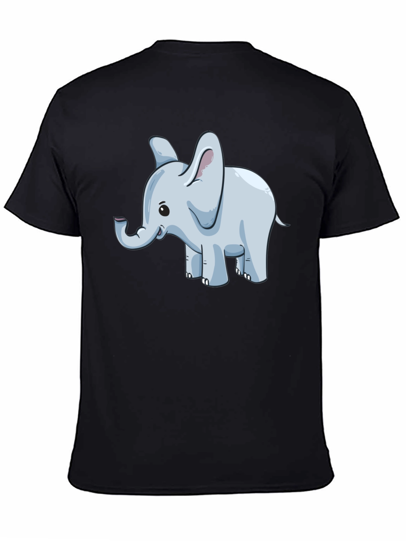 Cute Elephant Graphic Tee - Black Cotton Blend