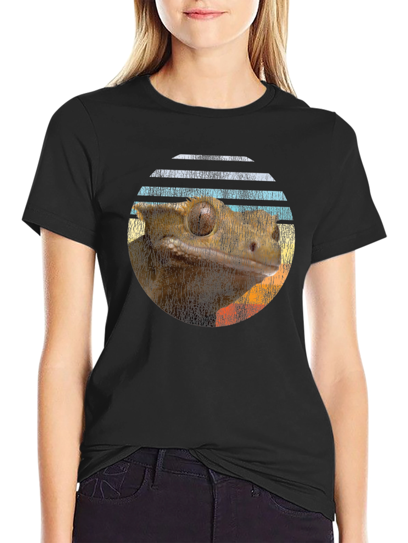 Crested Gecko Sunset T-Shirt - Reptile Lover Tee