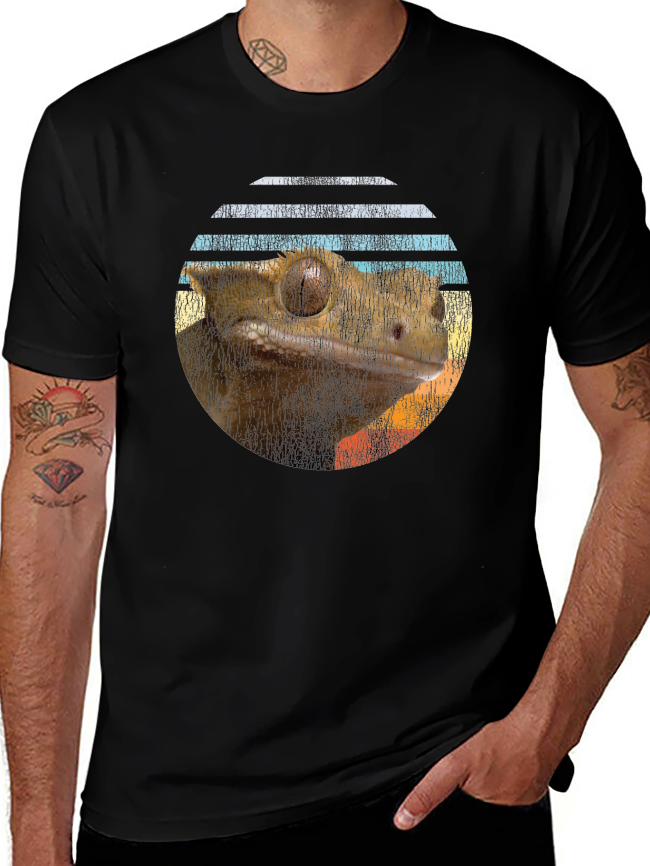 Crested Gecko Sunset T-Shirt - Reptile Lover Tee