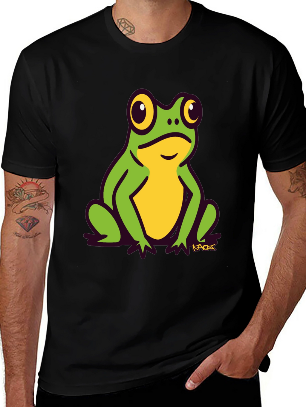 Frog Graphic Tee - Black Cotton T-Shirt