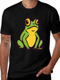 Frog Graphic Tee - Black Cotton T-Shirt