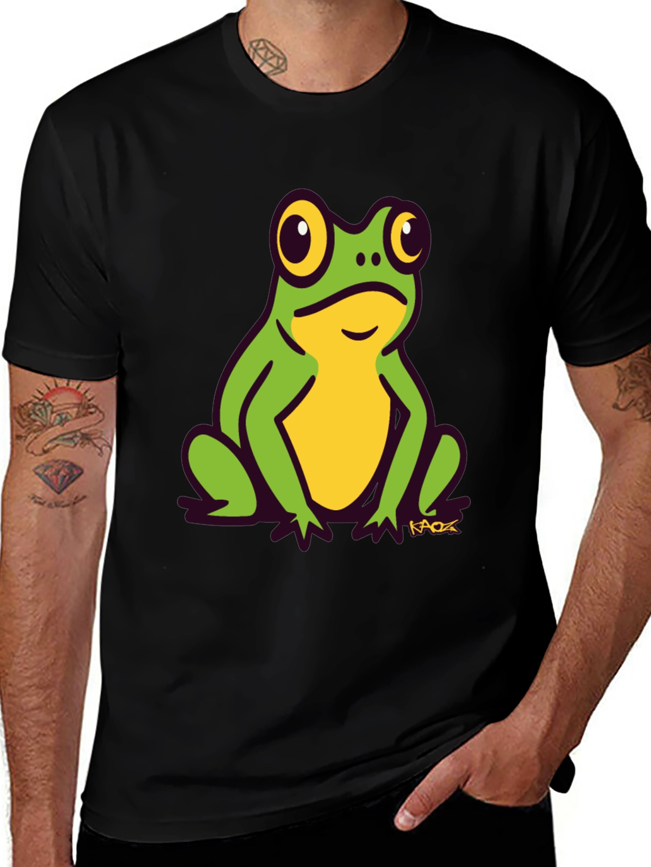Frog Graphic Tee - Black Cotton T-Shirt