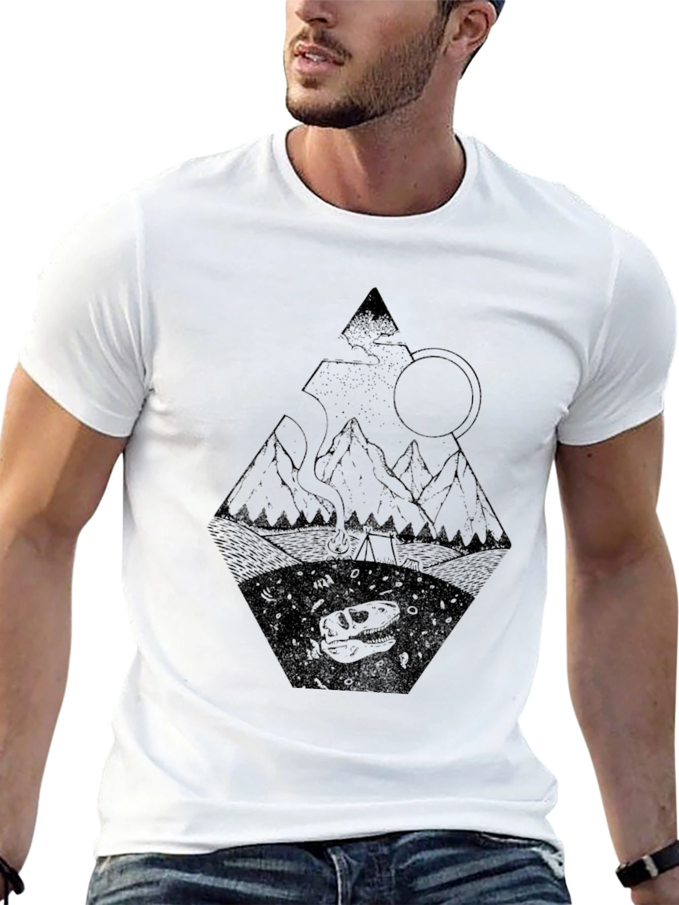 Dino Mountain Graphic Tee - Black