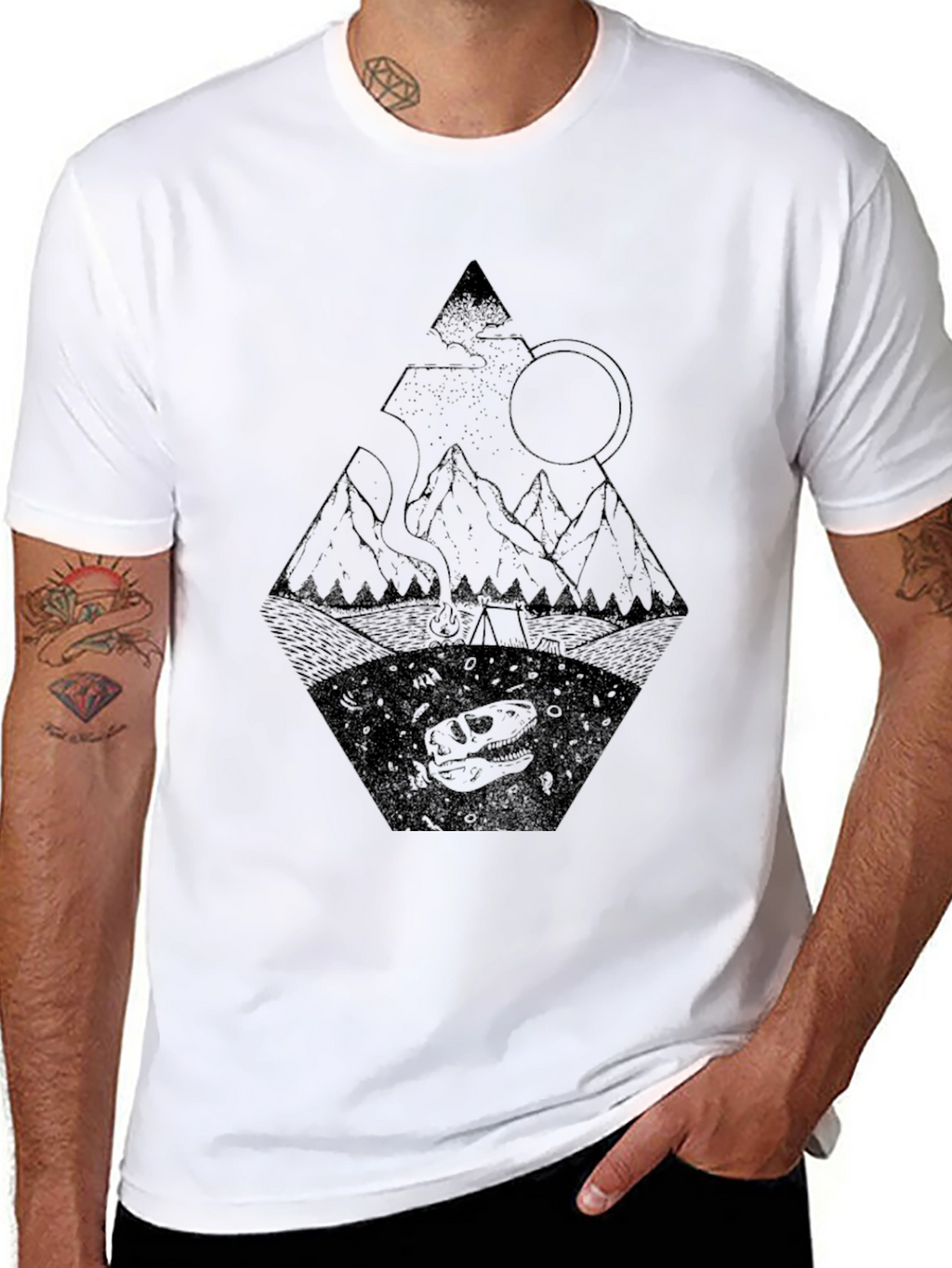 Dino Mountain Graphic Tee - Black