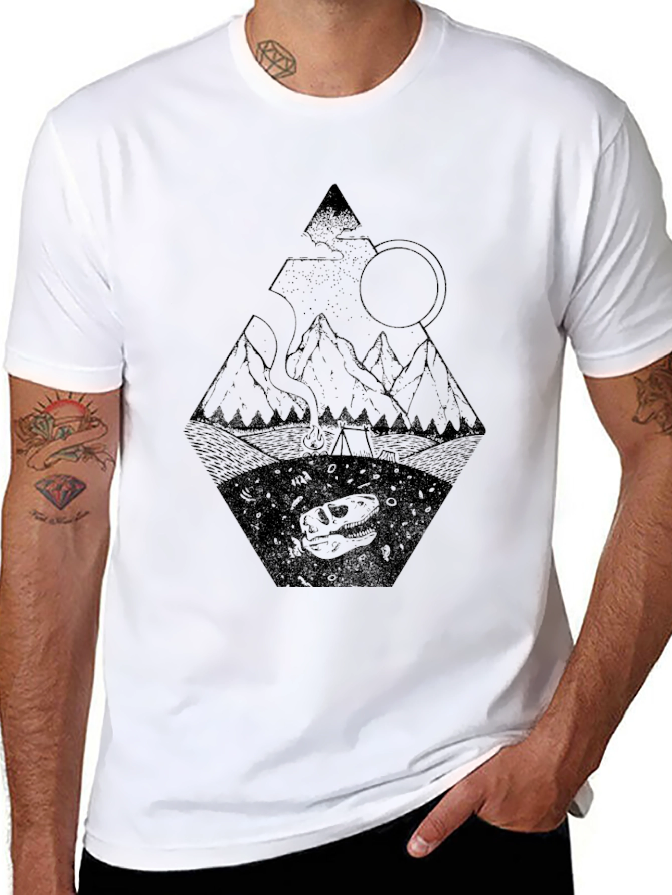Dino Mountain Graphic Tee - Black