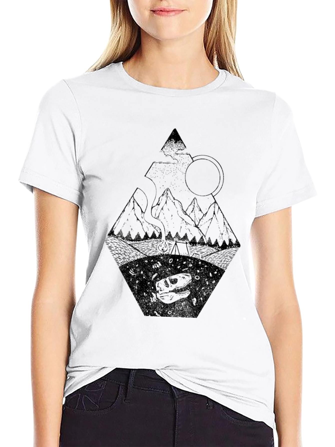 Dino Mountain Graphic Tee - Black