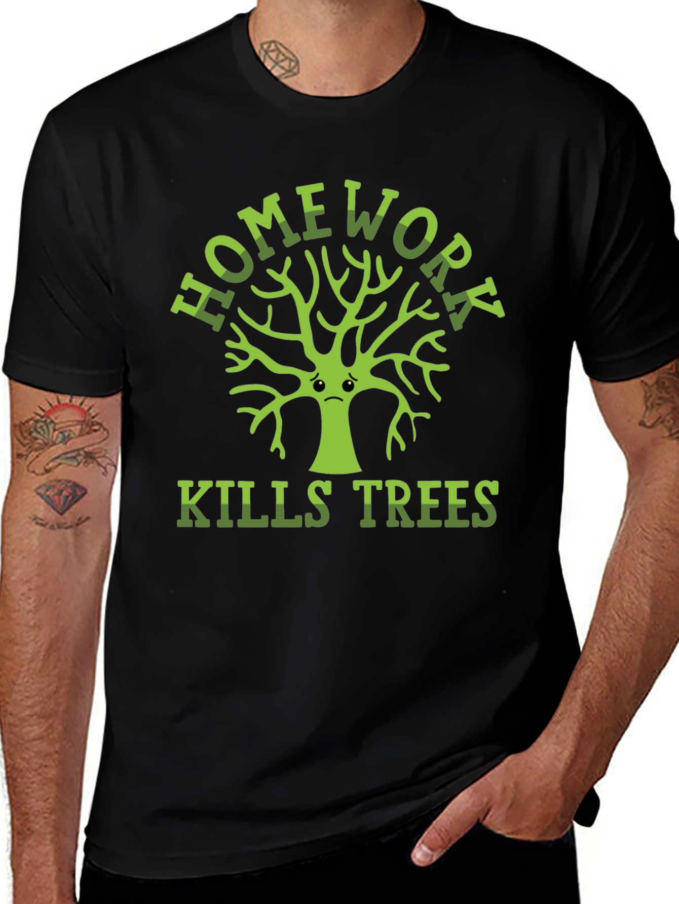 Homework Kills Trees Graphic T-Shirt - Eco Friendly