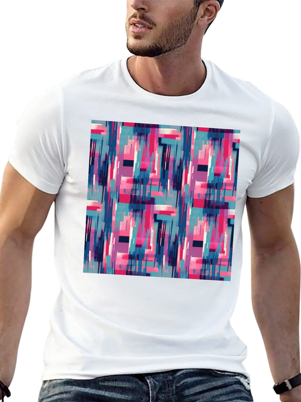 Abstract Geometric Graphic Print Mens T-Shirt