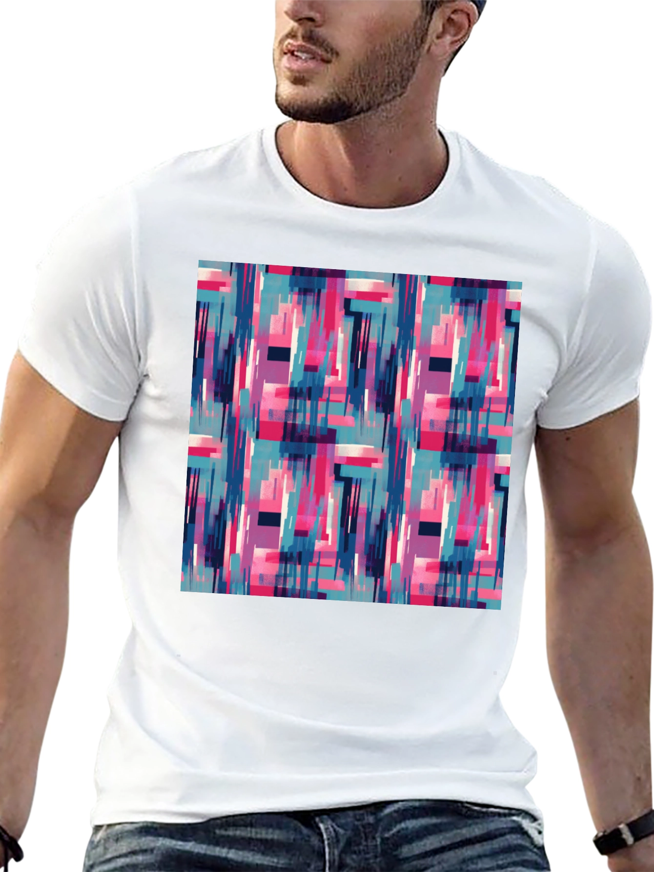 Abstract Geometric Graphic Print Mens T-Shirt