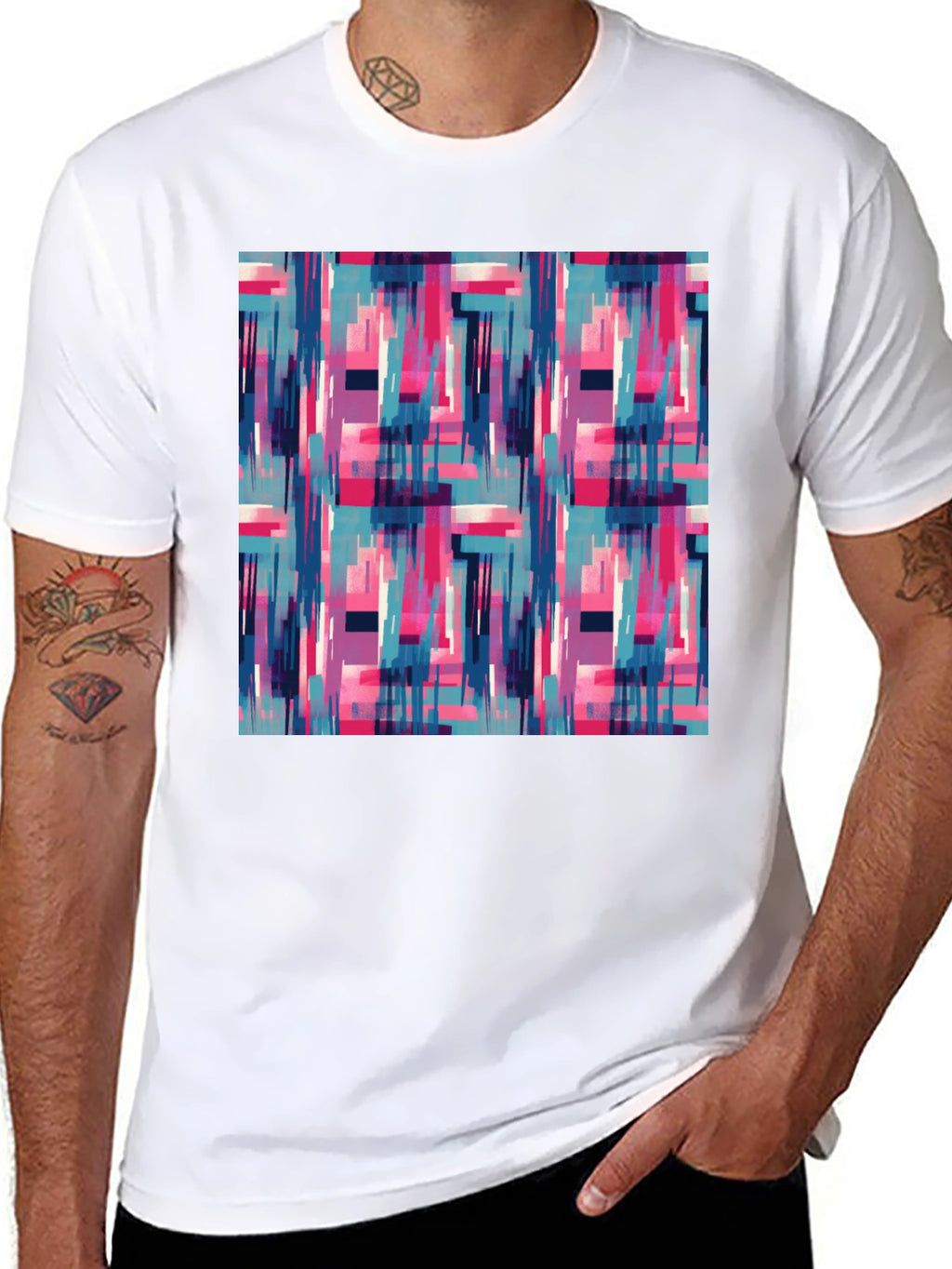 Abstract Geometric Graphic Print Mens T-Shirt